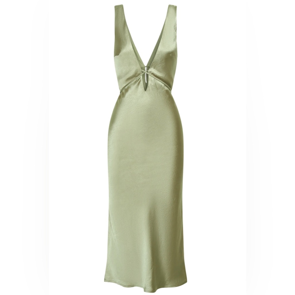 Meshki Elouise Tie Around Satin Midi Dress